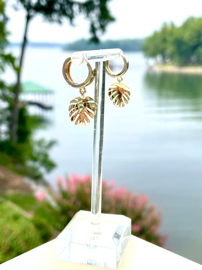 14K Gold Filled Palm Leaf Earring Huggies