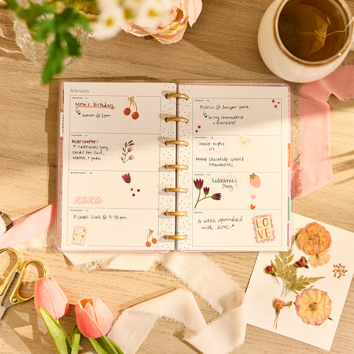 2026–2027 Floral Embrace Customizable Planner - Mini Horizontal Layout - 12 Months