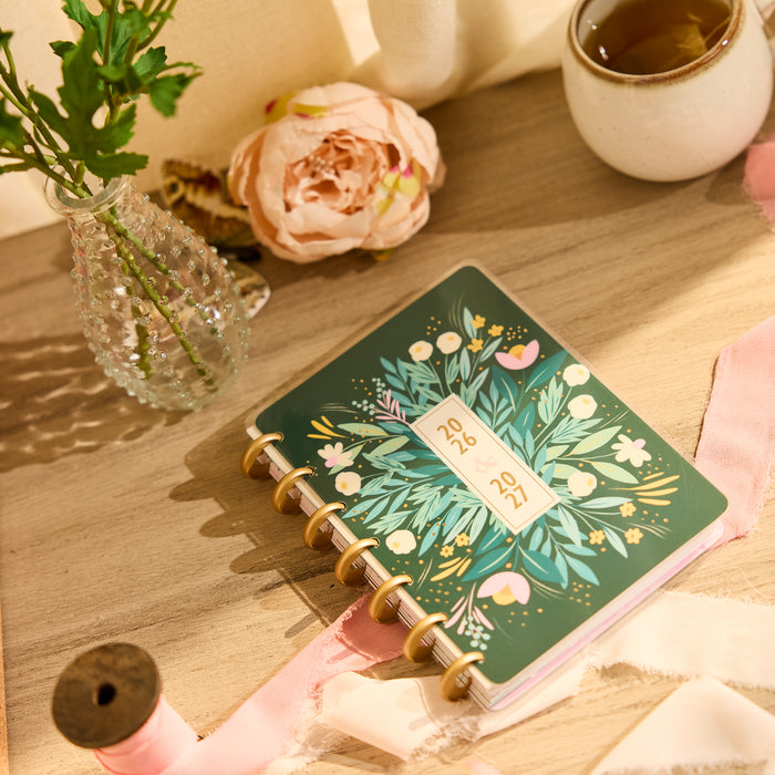 2026–2027 Floral Embrace Customizable Planner - Mini Horizontal Layout - 12 Months