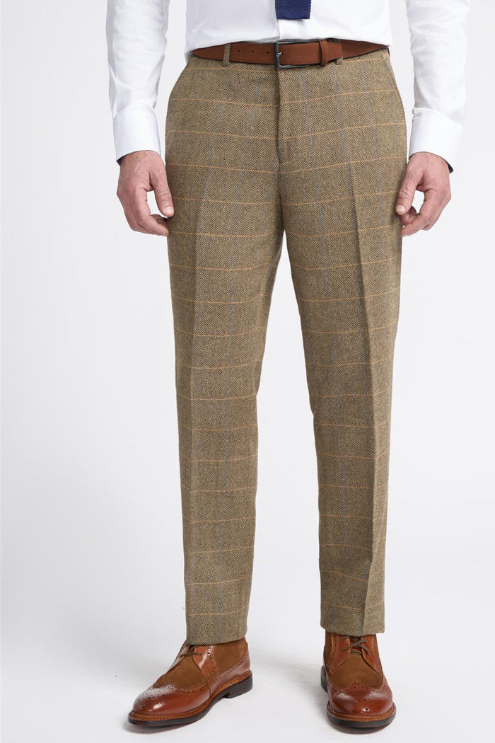 MENS ALBERT BROWN TWEED THREE PIECE SUIT