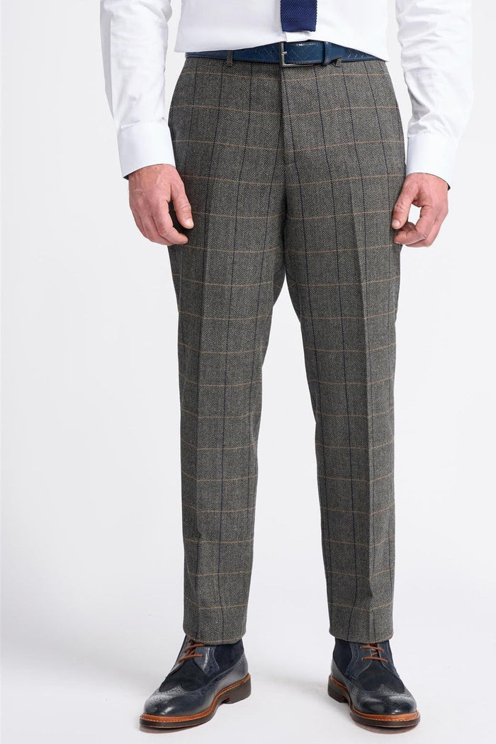 MENS ALBERT GREY TWEED THREE PIECE SUIT