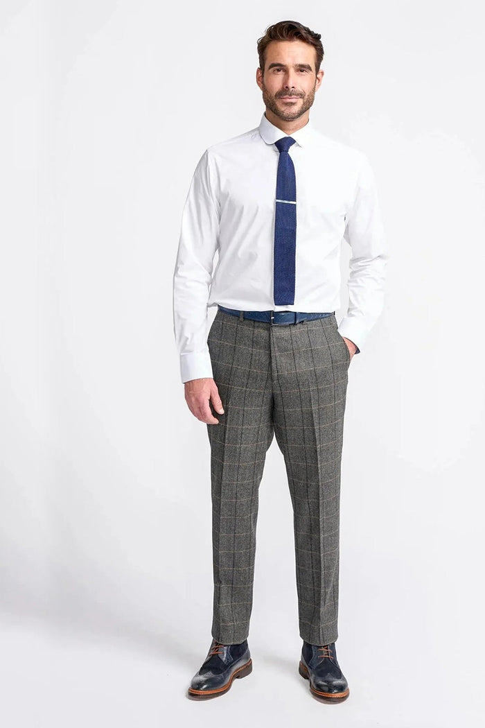 MENS ALBERT GREY TWEED THREE PIECE SUIT