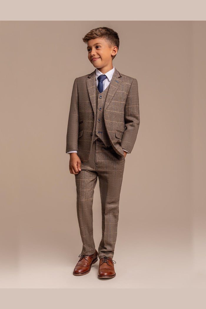 ALBERT BROWN CHECK TWEED BOYS SUIT