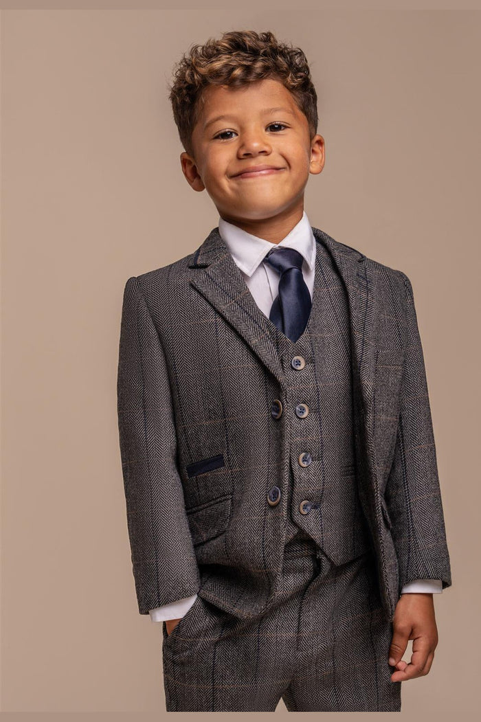 ALBERT GREY CHECK TWEED BOYS SUIT