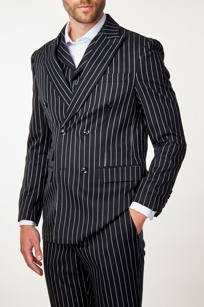 ALFRED - BLACK DOUBLE BREASTED PINSTRIPE BLAZER