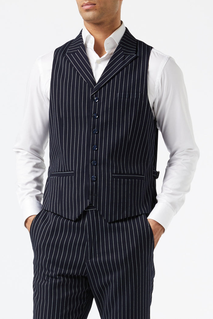 ALFRED - Navy Chalk Stripe Double Breasted Suit