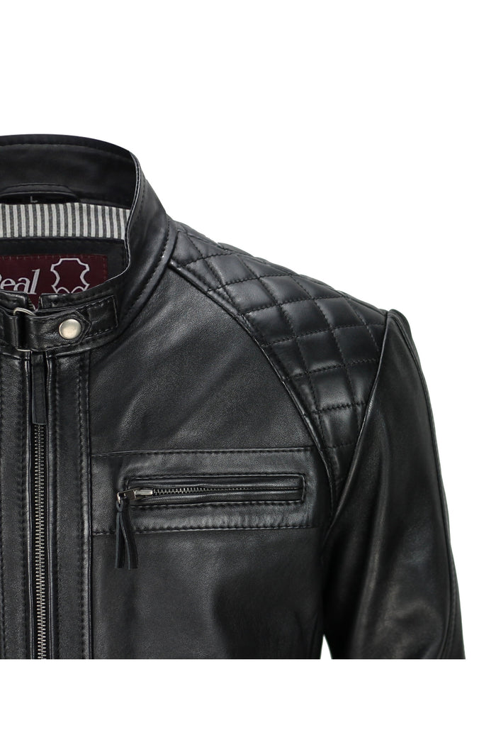 BLACK BIKER LEATHER JACKET