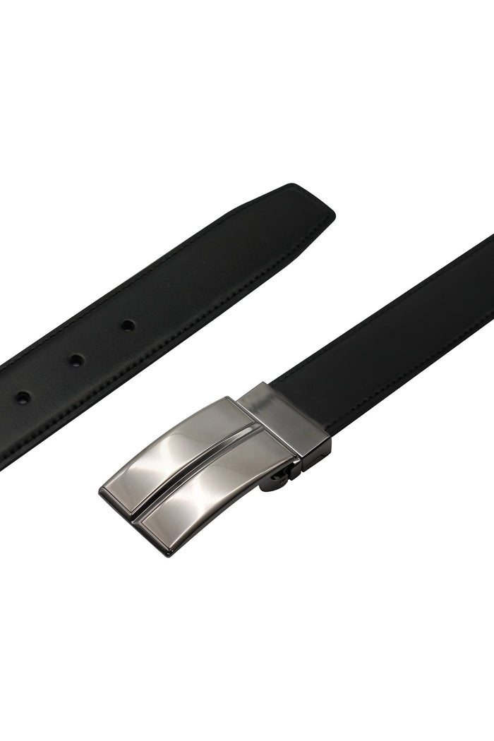 BLACK & BROWN LEATHER PIN BUCKLE REVERSIBLE BELT