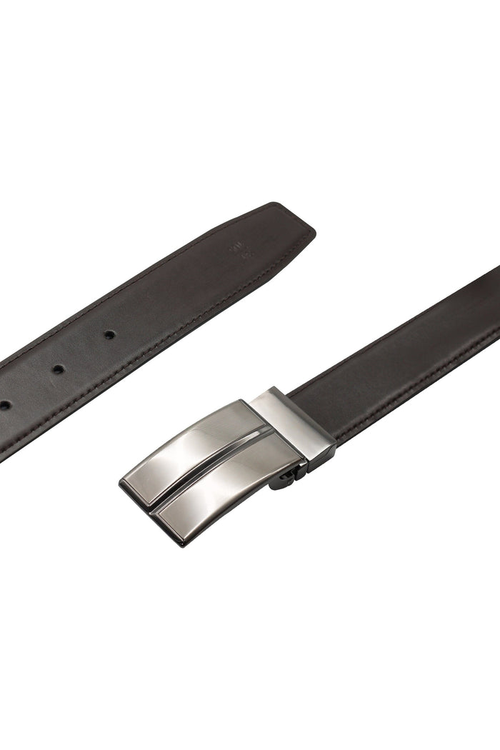 BLACK & BROWN LEATHER PIN BUCKLE REVERSIBLE BELT