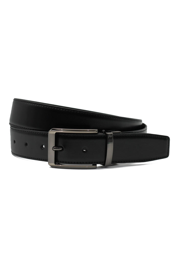 BLACK & BROWN LEATHER REVERSIBLE BELT