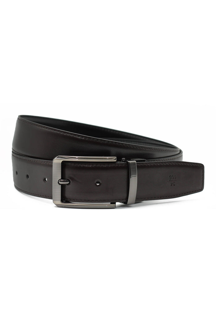 BLACK & BROWN LEATHER REVERSIBLE BELT
