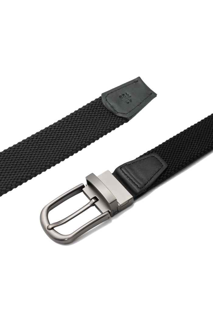 BLACK & GREY STRIPE REVERSIBLE STRETCH BELT