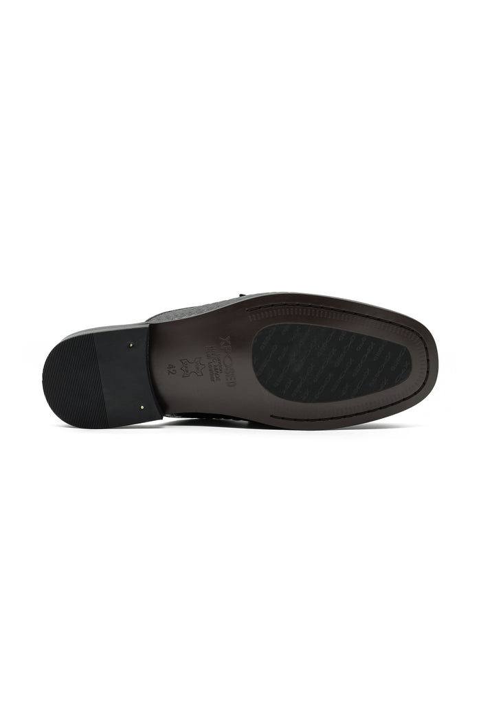 Black Leather Backless Mules Half Shoes