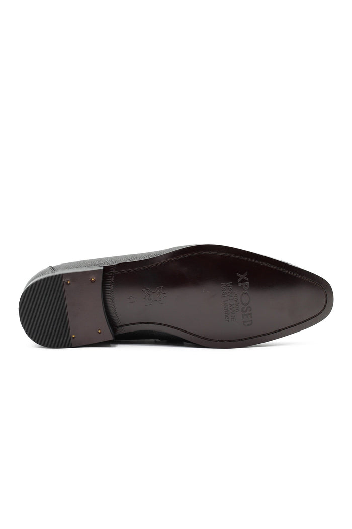 BLACK LEATHER SNAFLE BIT BUCKLE LOAFERS