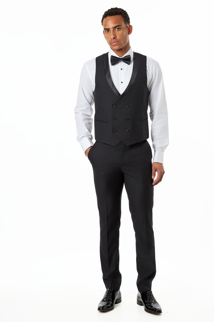 Black Rhinestone Shawl Lapel Tuxedo 3-Piece Wedding Suit