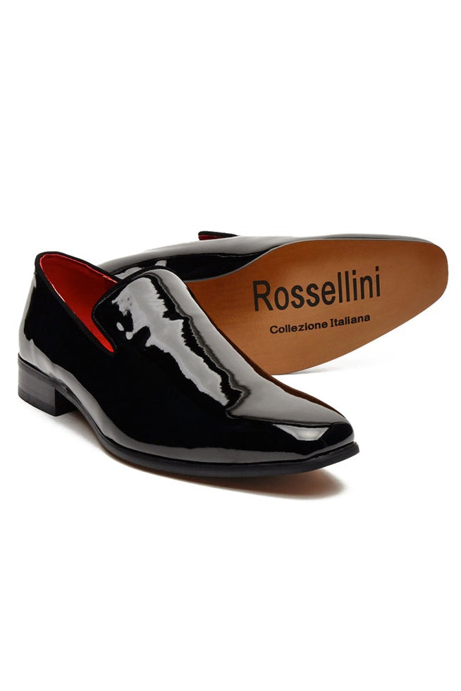 BLACK SHINY WEDDING SHOES DRESS LOAFERS