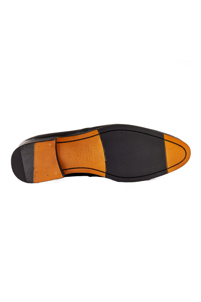 BLACK SUEDE & LEATHER BOW TIE LOAFERS