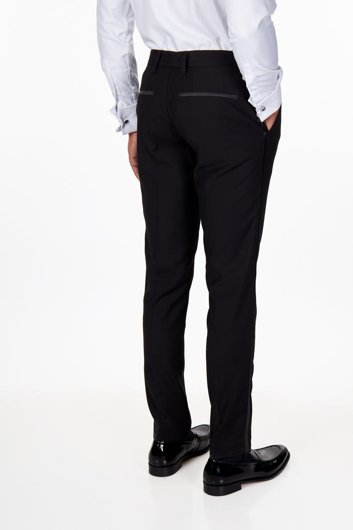 BLACK TUXEDO TROUSERS WITH SATIN TAPE