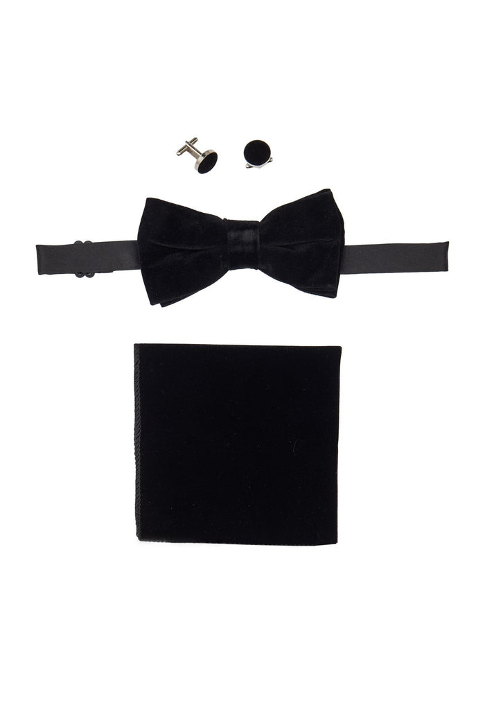 BLACK VELVET BOW TIE SET