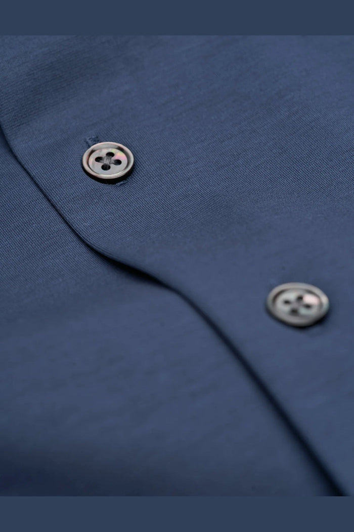 Blue Cotton Stretch Slim Fit Shirt – Short Sleeve