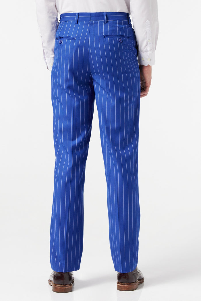BLUE WIDE CHALK STRIPE TROUSER