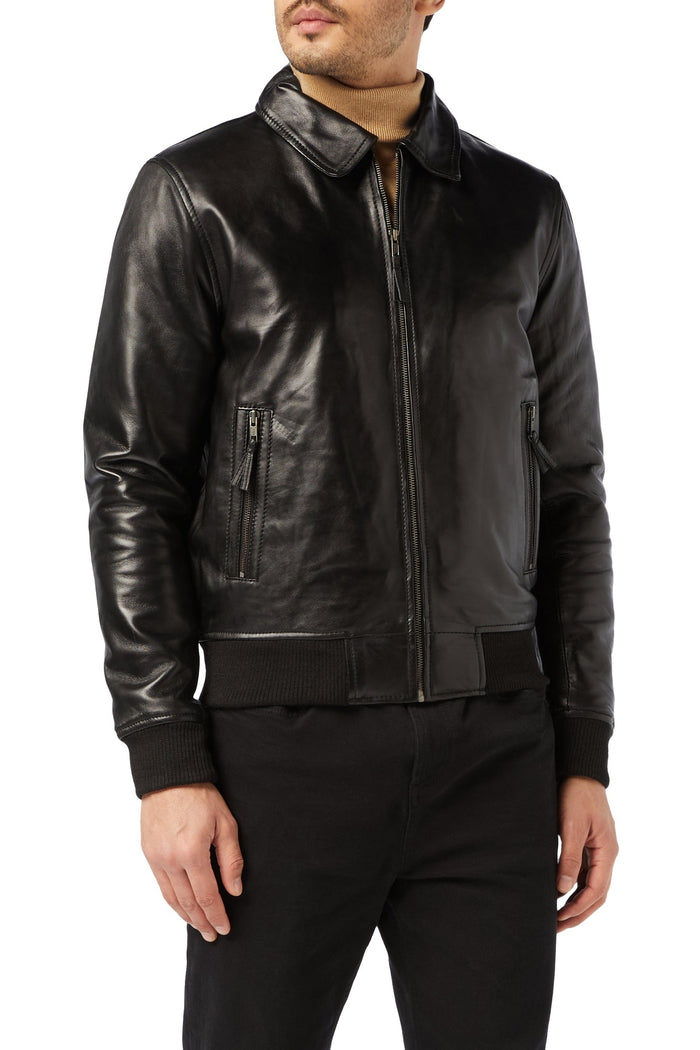 BOMBER BIKER JACKET WITH COLLAR