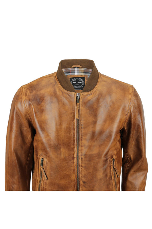 BOMBER TIMBER LEATHER JACKET