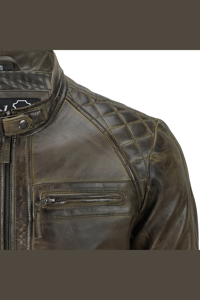 BROWN BIKER LEATHER JACKET