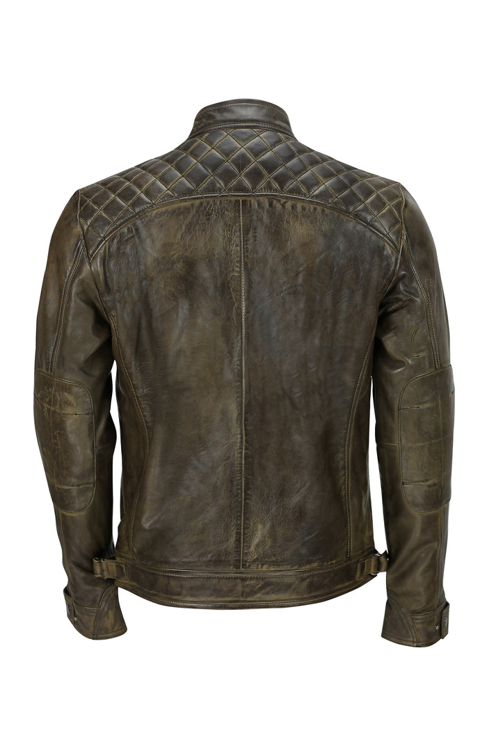BROWN BIKER LEATHER JACKET