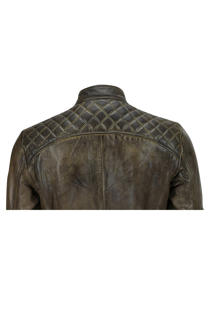 BROWN BIKER LEATHER JACKET