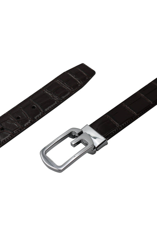 BROWN & BLACK LEATHER PIN BUCKLE REVERSIBLE BELT