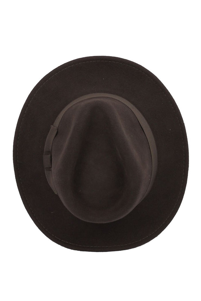 Brown Crushable Fedora 100% Wool Wide Brim Hat