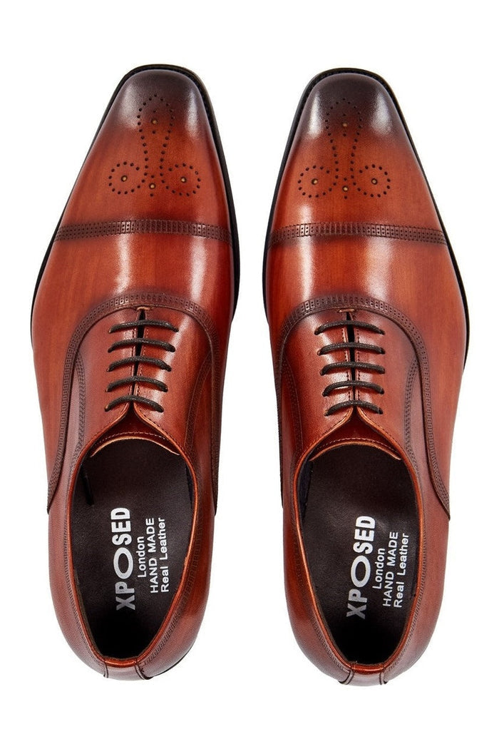 BROWN LEATHER OXFORD BROGUE SHOES