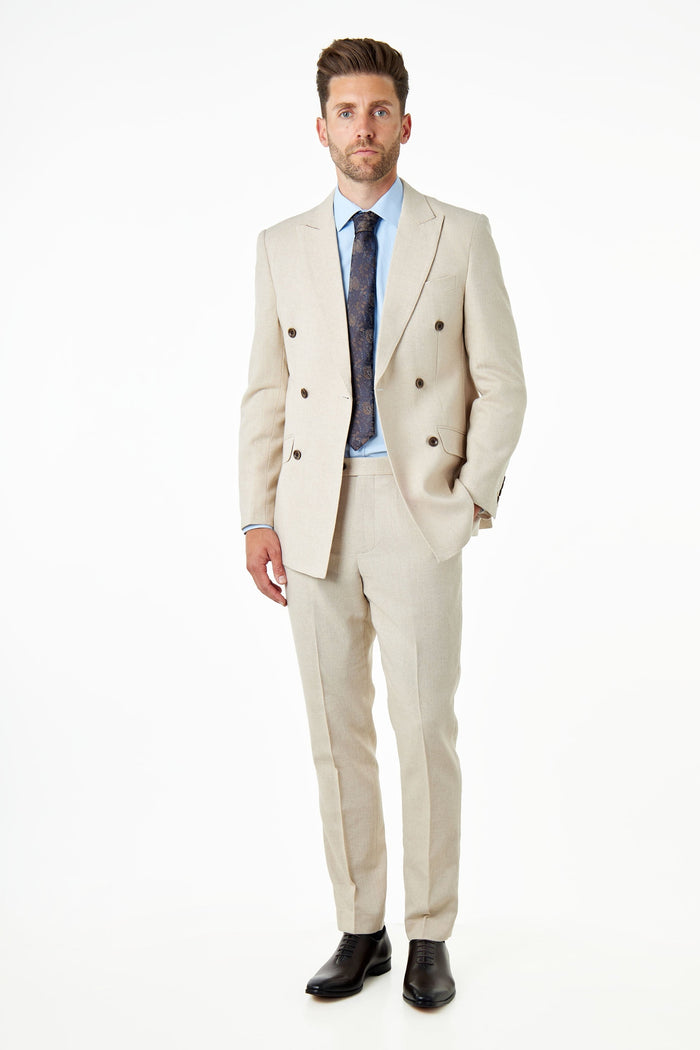CALIX – Cream Herringbone Double Breasted Tailored Suit