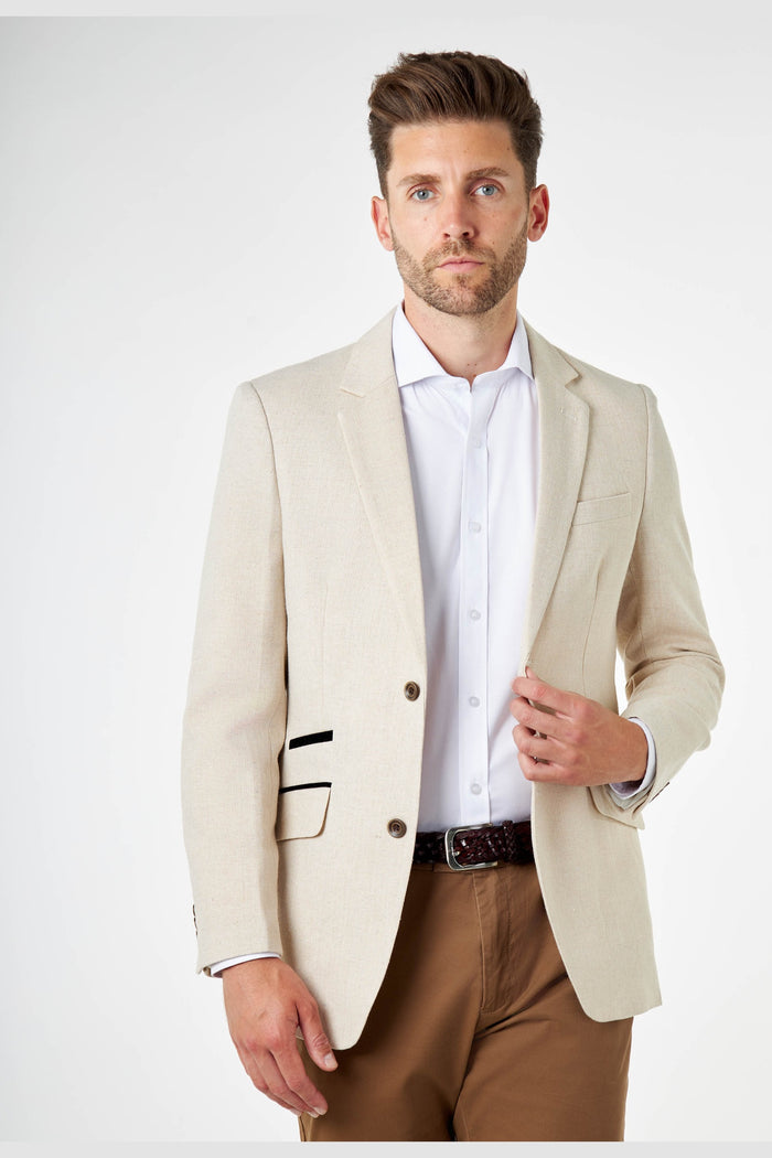 CALIX – Cream Wool Mix Herringbone Tailored Blazer
