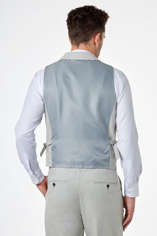 CALIX – Grey Wool Mix Herringbone Collared Waistcoat