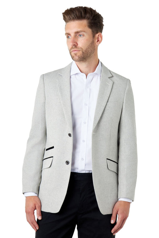 CALIX – Grey Wool Mix Herringbone Tailored Blazer