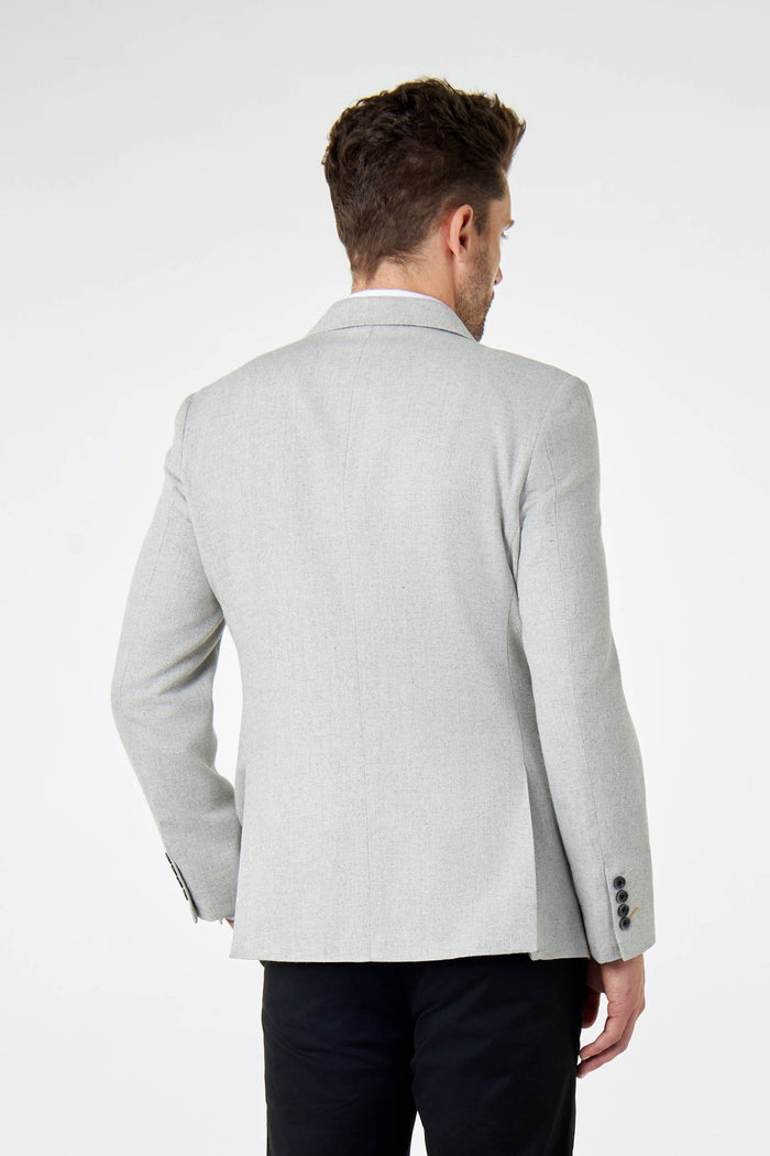 CALIX – Grey Wool Mix Herringbone Tailored Blazer