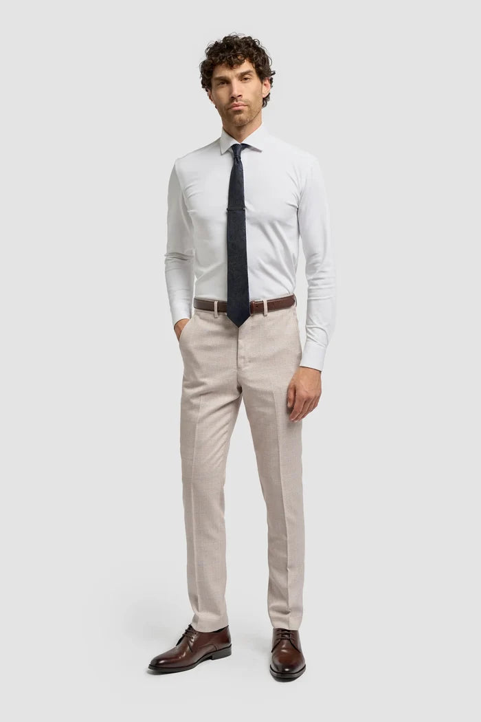MENS CARIDI BEIGE TAILORED FIT THREE PIECE SUIT
