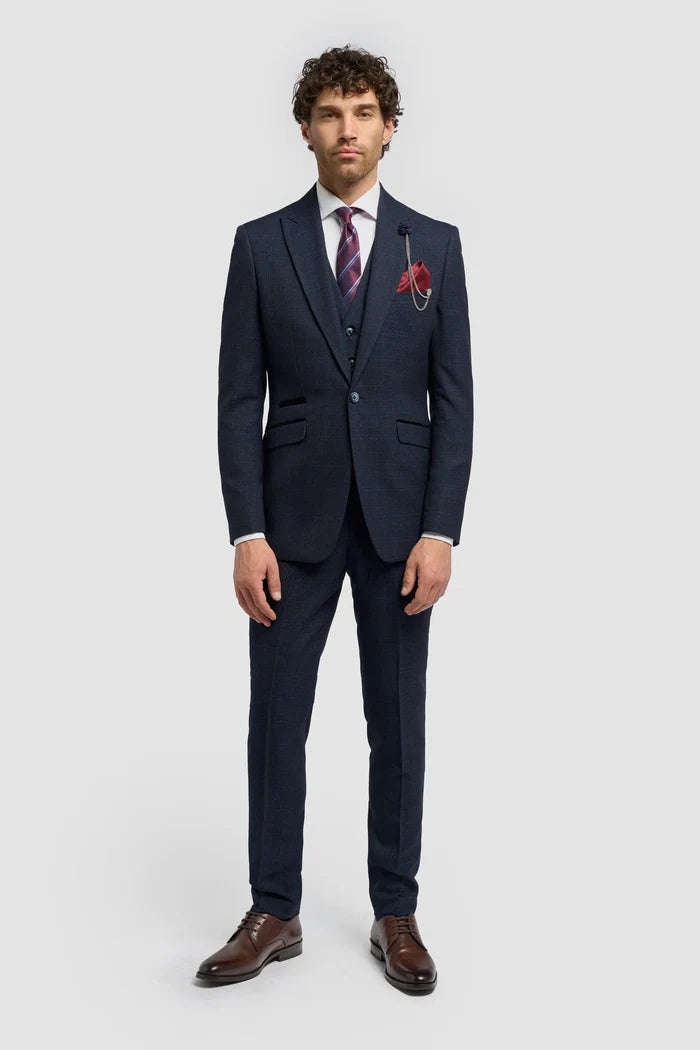 CARIDI - NAVY CHECK SUIT BLAZER