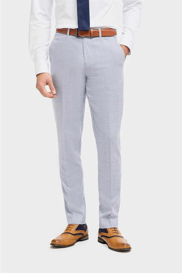 MENS CARIDI SKY BLUE TAILORED FIT THREE PIECE SUIT
