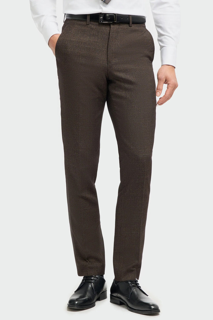 CARIDI – BROWN CHECK TAILORED FIT TROUSERS