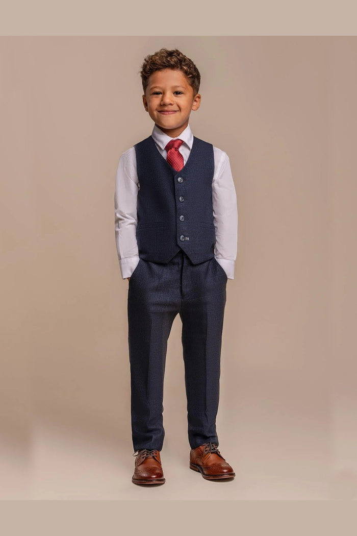 CARIDI NAVY THREE PIECE BOYS SUIT