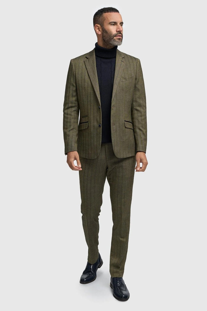 CAVANI – Damon Sage Herringbone Tweed Blazer Men’s