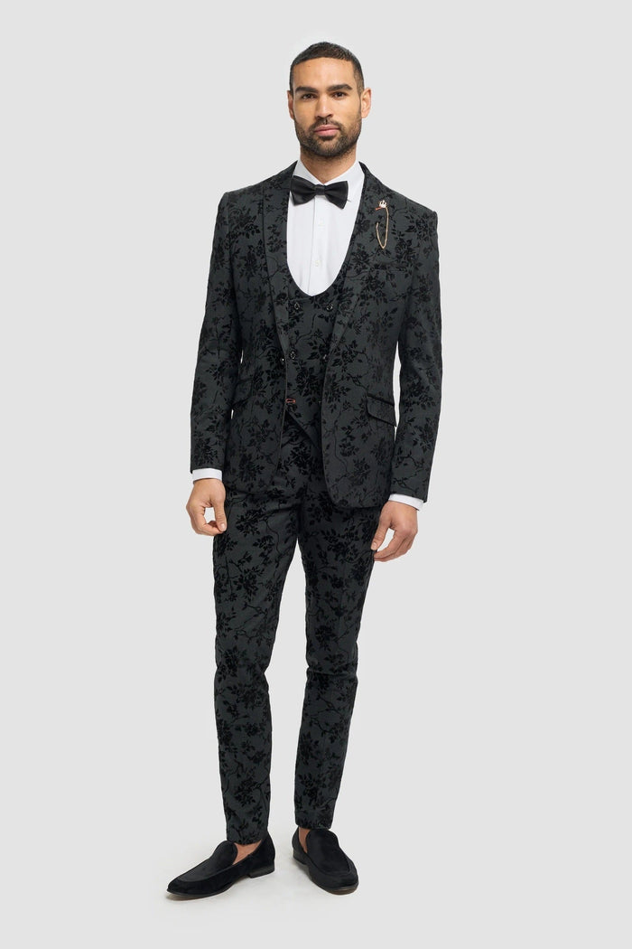 Cavani Georgi Men’s Black Floral Blazer