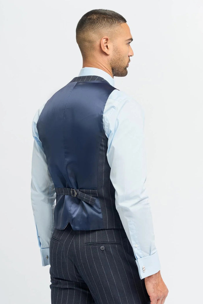 CAVANI INVINCIBLE – NAVY PINSTRIPE SUIT WAISTCOAT