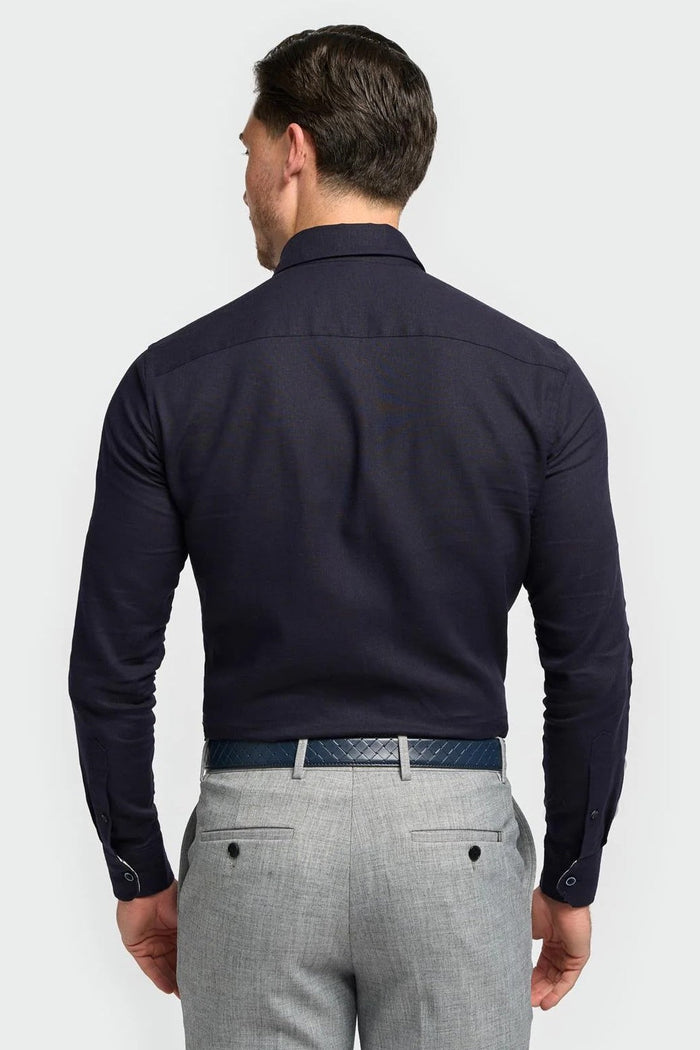 Cavani – Matera Navy Linen Blend Shirt – Tailored Fit