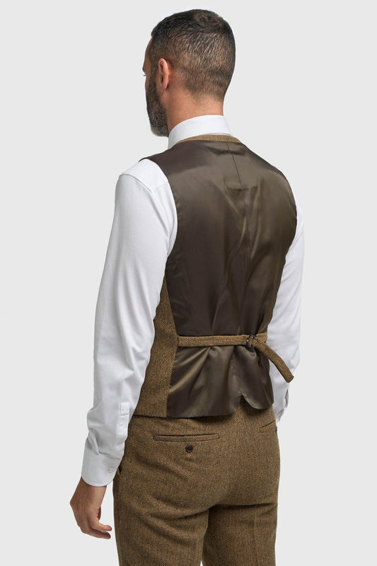 CAVANI – Thomas Brown Wool Rich Herringbone Waistcoat