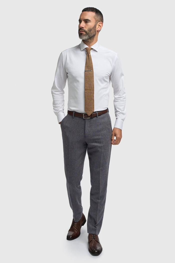 CAVANI Thomas Tailored Suit Wool Rich Savoy Grey Herringbone