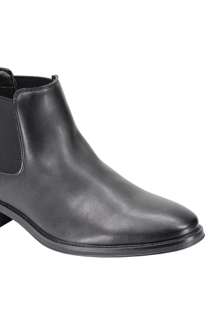 Chelsea Faux Leather Ankle Boots in black and brown
